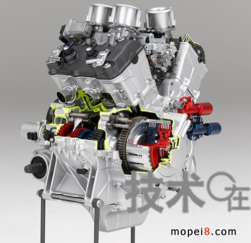 VFR1200本田摩托車用雙離合器變速箱與發動機組融為一體。